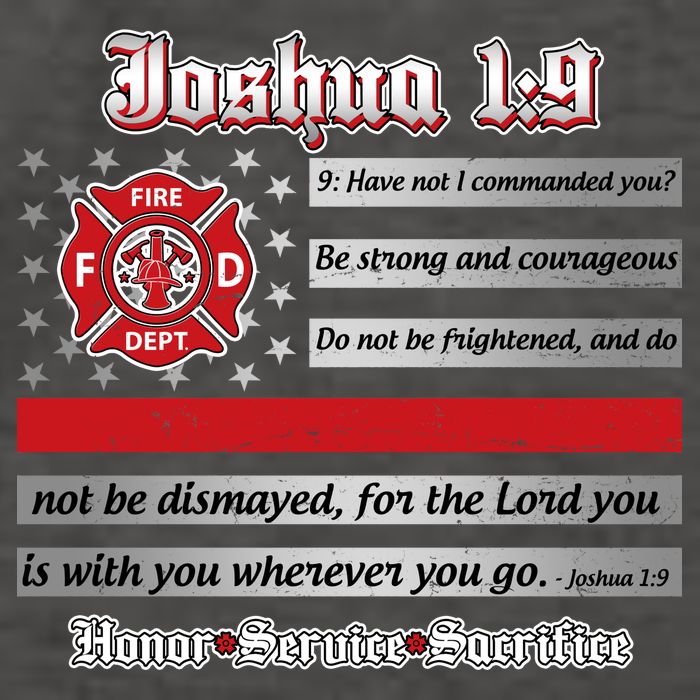 Fire Fighters Red Line Flag Joshua 1:9 Vector Backpack