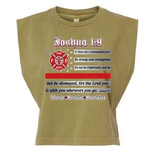 Fire Fighters Red Line Flag Joshua 1:9 Garment-Dyed Women's Muscle Tee