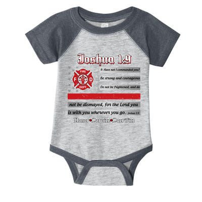 Fire Fighters Red Line Flag Joshua 1:9 Infant Baby Jersey Bodysuit
