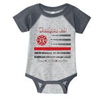 Fire Fighters Red Line Flag Joshua 1:9 Infant Baby Jersey Bodysuit