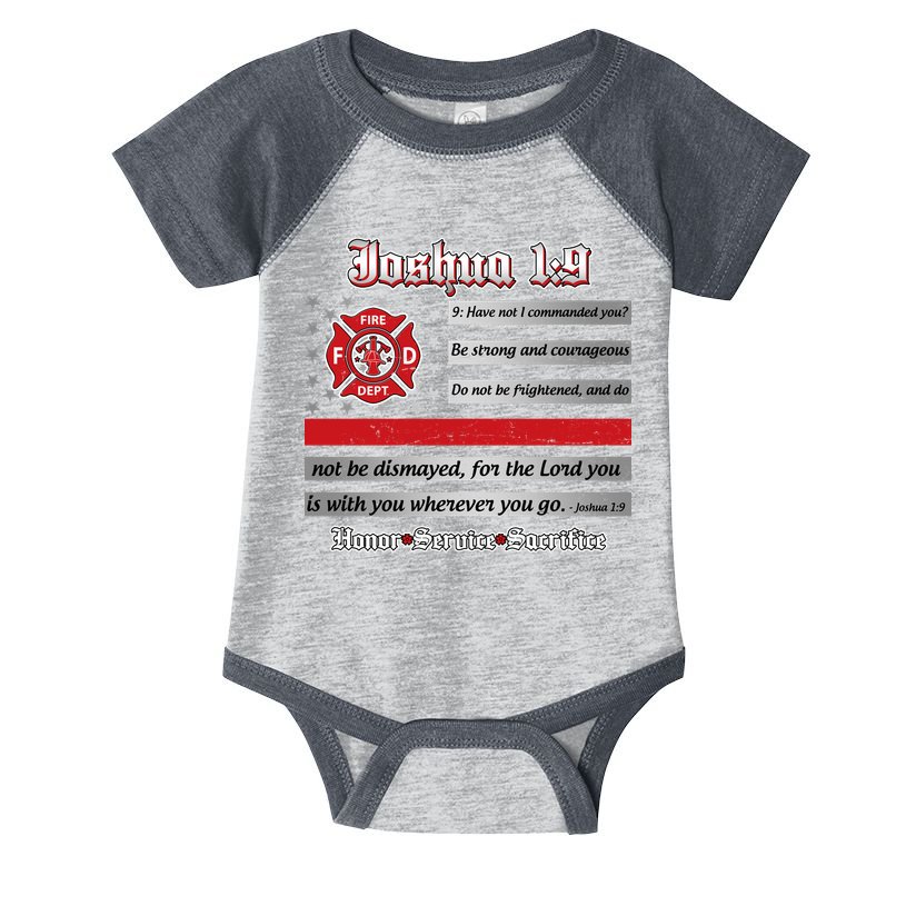 Fire Fighters Red Line Flag Joshua 1:9 Infant Baby Jersey Bodysuit