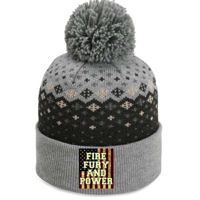 Fire Fury Power USA Flag Trump Quote The Baniff Cuffed Pom Beanie