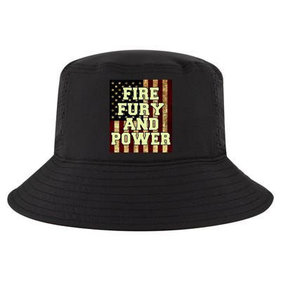 Fire Fury Power USA Flag Trump Quote Cool Comfort Performance Bucket Hat