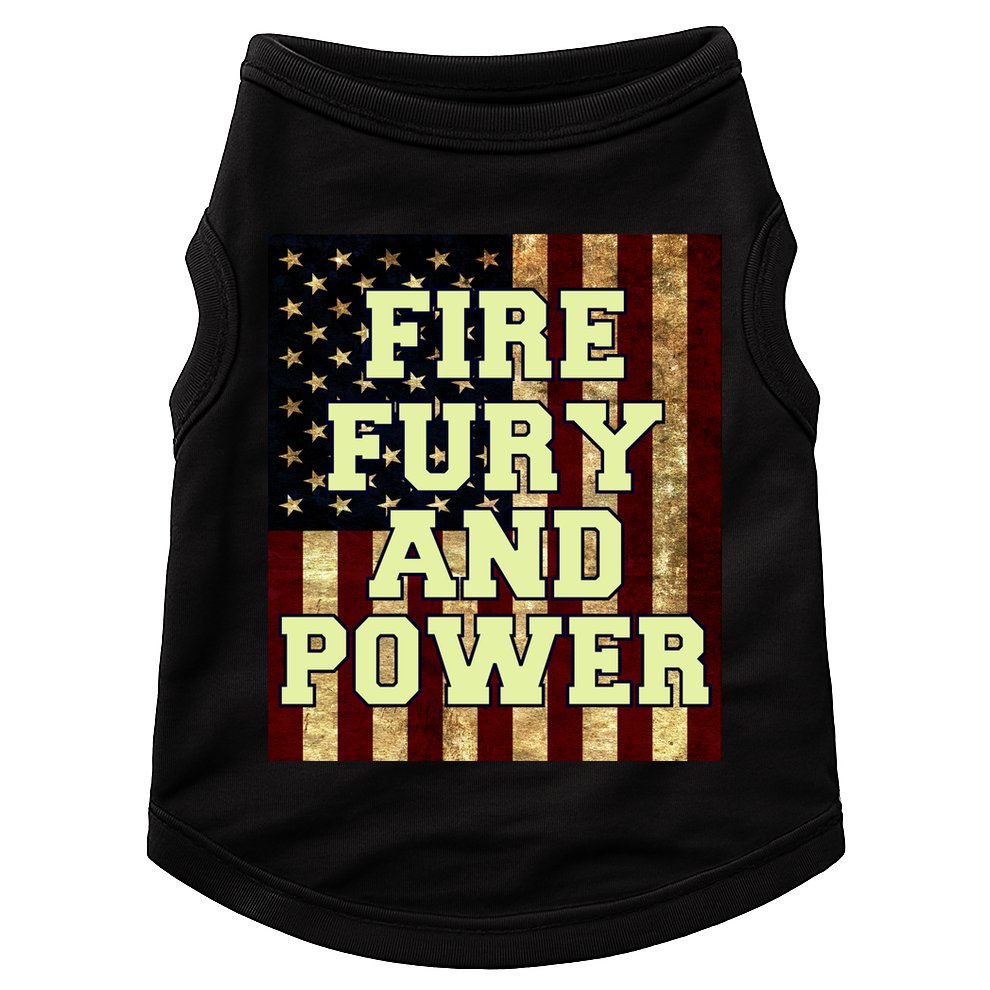 Fire Fury Power USA Flag Trump Quote Doggie Tank