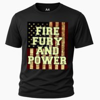 Fire Fury Power USA Flag Trump Quote Cooling Performance Crew T-Shirt