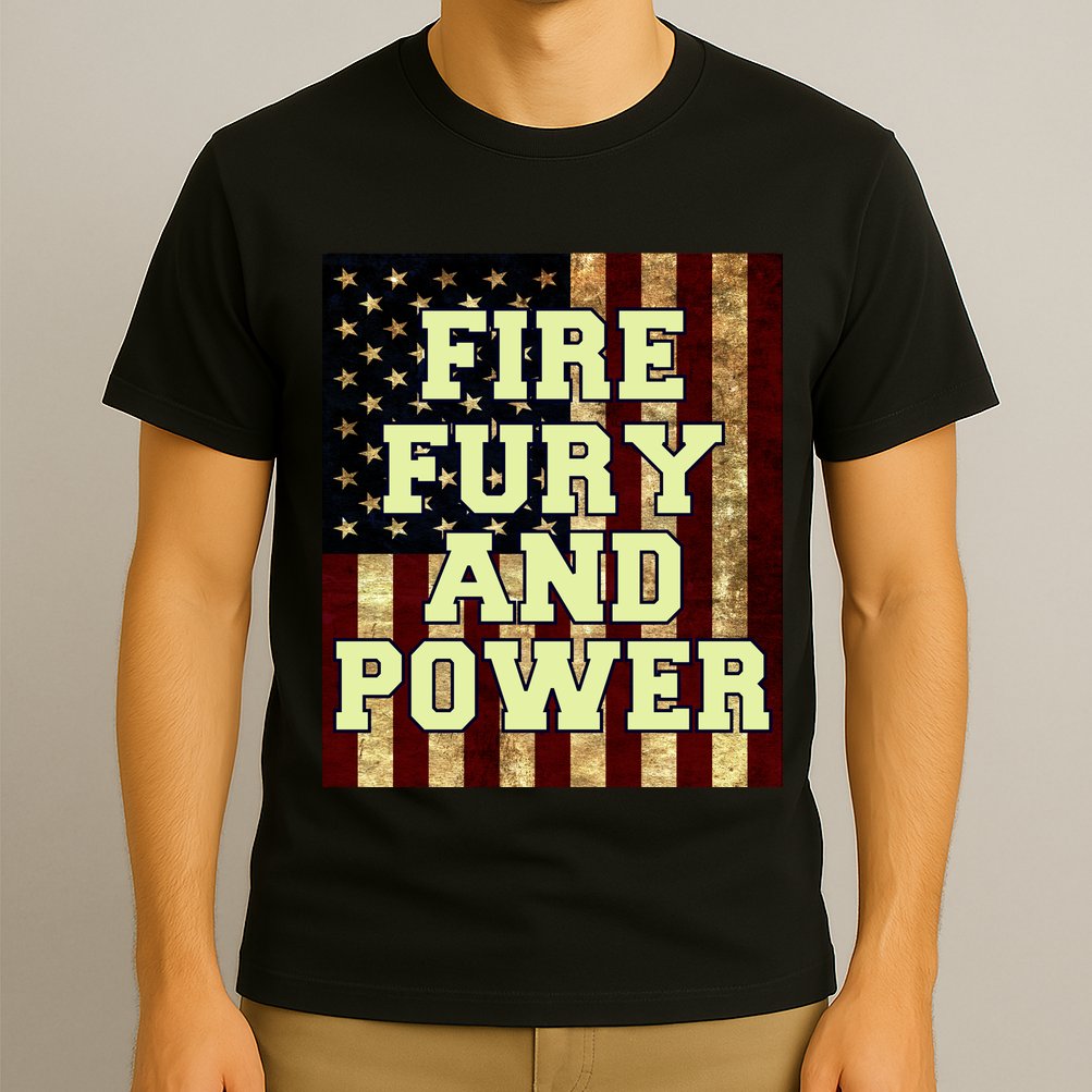 Fire Fury Power USA Flag Trump Quote T-Shirt