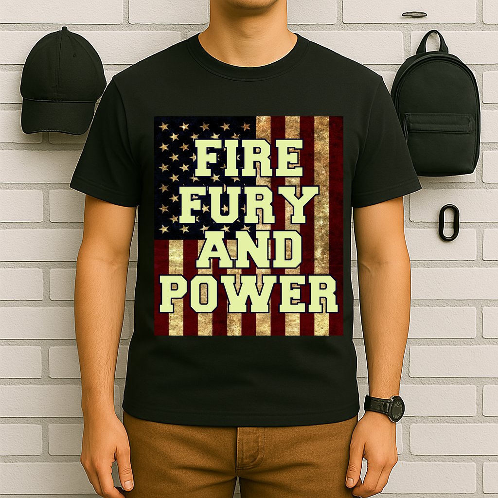 Fire Fury Power USA Flag Trump Quote T-Shirt