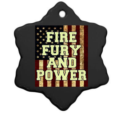 Fire Fury Power USA Flag Trump Quote Ceramic Star Ornament