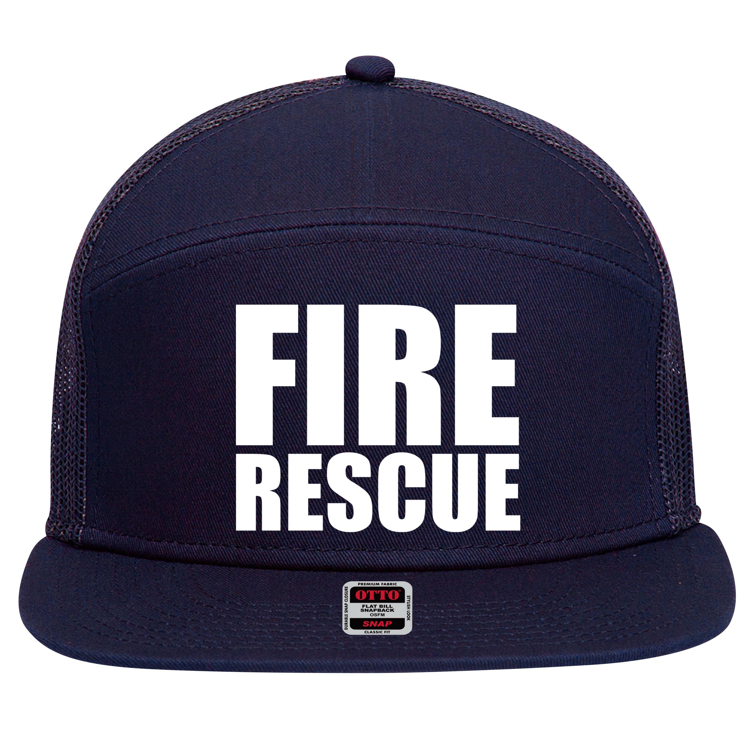Fire Rescue 7 Panel Mesh Trucker Snapback Hat
