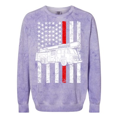 Fire Truck American Firefighter Thin Red Line Flag Colorblast Crewneck Sweatshirt