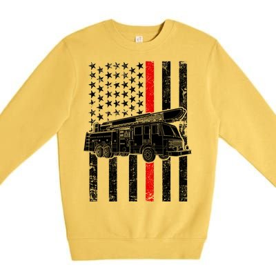 Fire Truck American Firefighter Thin Red Line Flag Premium Crewneck Sweatshirt