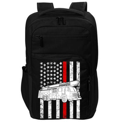 Fire Truck American Firefighter Thin Red Line Flag Impact Tech Backpack