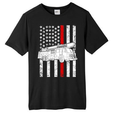 Fire Truck American Firefighter Thin Red Line Flag Tall Fusion ChromaSoft Performance T-Shirt