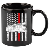 Fire Truck American Firefighter Thin Red Line Flag 11oz C Handle Ceramic Mug