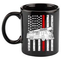 Fire Truck American Firefighter Thin Red Line Flag 11oz C Handle Ceramic Mug