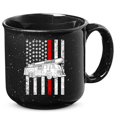 Fire Truck American Firefighter Thin Red Line Flag 15oz Campfire Ceramic Mug