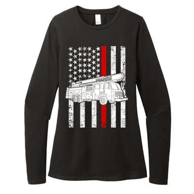 Fire Truck American Firefighter Thin Red Line Flag Womens CVC Long Sleeve Shirt