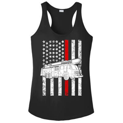 Fire Truck American Firefighter Thin Red Line Flag Ladies PosiCharge Competitor Racerback Tank