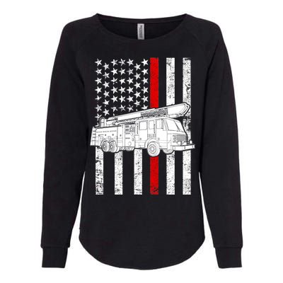 Fire Truck American Firefighter Thin Red Line Flag Womens California Wash Sweatshirt