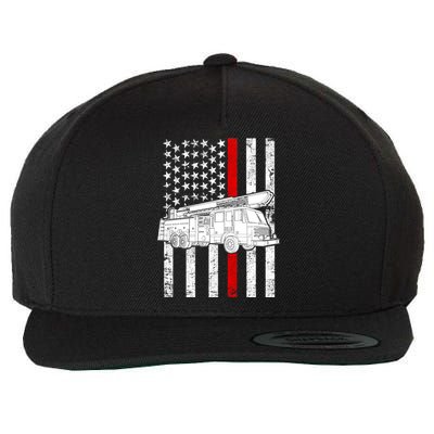 Fire Truck American Firefighter Thin Red Line Flag Wool Snapback Cap