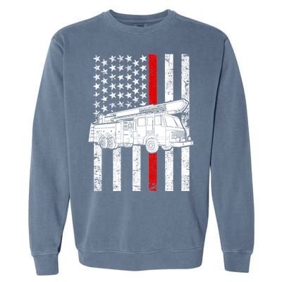 Fire Truck American Firefighter Thin Red Line Flag Garment-Dyed Sweatshirt