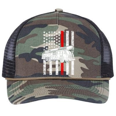 Fire Truck American Firefighter Thin Red Line Flag Retro Rope Trucker Hat Cap