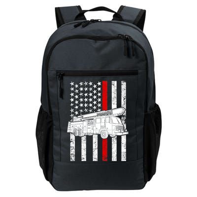 Fire Truck American Firefighter Thin Red Line Flag Daily Commute Backpack