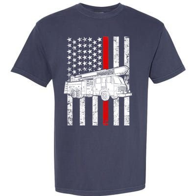 Fire Truck American Firefighter Thin Red Line Flag Garment-Dyed Heavyweight T-Shirt