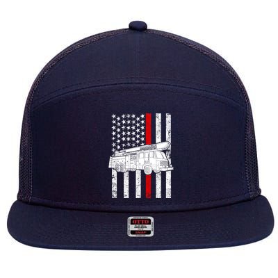 Fire Truck American Firefighter Thin Red Line Flag 7 Panel Mesh Trucker Snapback Hat