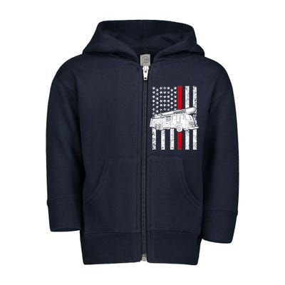 Fire Truck American Firefighter Thin Red Line Flag Toddler Zip Fleece Hoodie