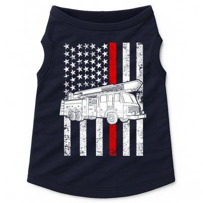 Fire Truck American Firefighter Thin Red Line Flag Doggie Tank
