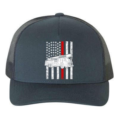 Fire Truck American Firefighter Thin Red Line Flag Yupoong Adult 5-Panel Trucker Hat