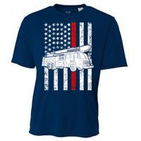 Fire Truck American Firefighter Thin Red Line Flag Cooling Performance Crew T-Shirt