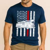 Fire Truck American Firefighter Thin Red Line Flag Cooling Performance Crew T-Shirt