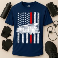 Fire Truck American Firefighter Thin Red Line Flag Cooling Performance Crew T-Shirt