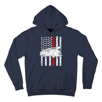 Fire Truck American Firefighter Thin Red Line Flag Hoodie