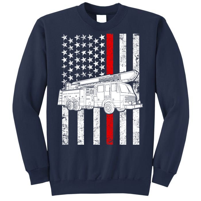 Fire Truck American Firefighter Thin Red Line Flag Sweatshirt