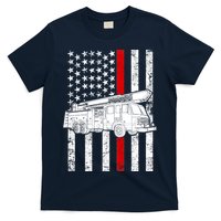 Fire Truck American Firefighter Thin Red Line Flag T-Shirt