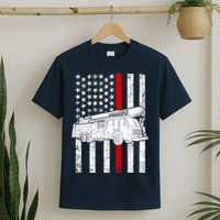 Fire Truck American Firefighter Thin Red Line Flag T-Shirt