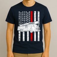 Fire Truck American Firefighter Thin Red Line Flag T-Shirt