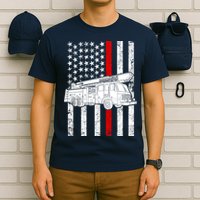 Fire Truck American Firefighter Thin Red Line Flag T-Shirt