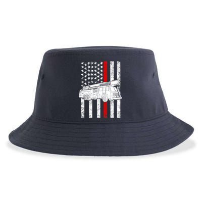 Fire Truck American Firefighter Thin Red Line Flag Sustainable Bucket Hat