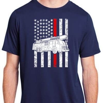 Fire Truck American Firefighter Thin Red Line Flag Adult ChromaSoft Performance T-Shirt