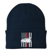 Fire Truck American Firefighter Thin Red Line Flag Knit Cap Winter Beanie