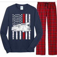 Fire Truck American Firefighter Thin Red Line Flag Long Sleeve Pajama Set