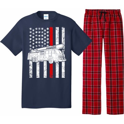 Fire Truck American Firefighter Thin Red Line Flag Pajama Set