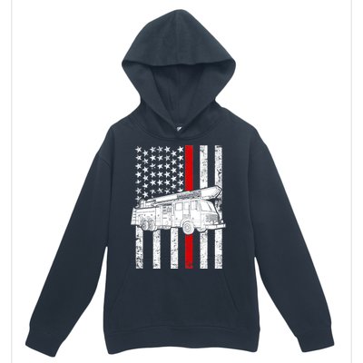 Fire Truck American Firefighter Thin Red Line Flag Urban Pullover Hoodie