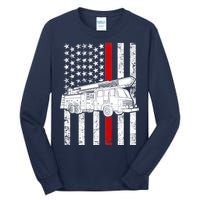 Fire Truck American Firefighter Thin Red Line Flag Tall Long Sleeve T-Shirt