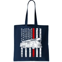 Fire Truck American Firefighter Thin Red Line Flag Tote Bag