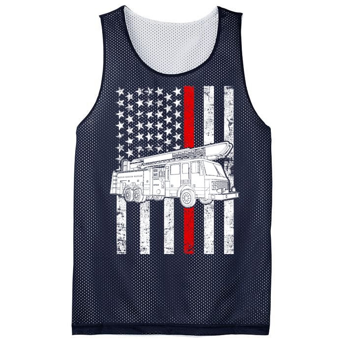 Fire Truck American Firefighter Thin Red Line Flag Mesh Reversible Basketball Jersey Tank